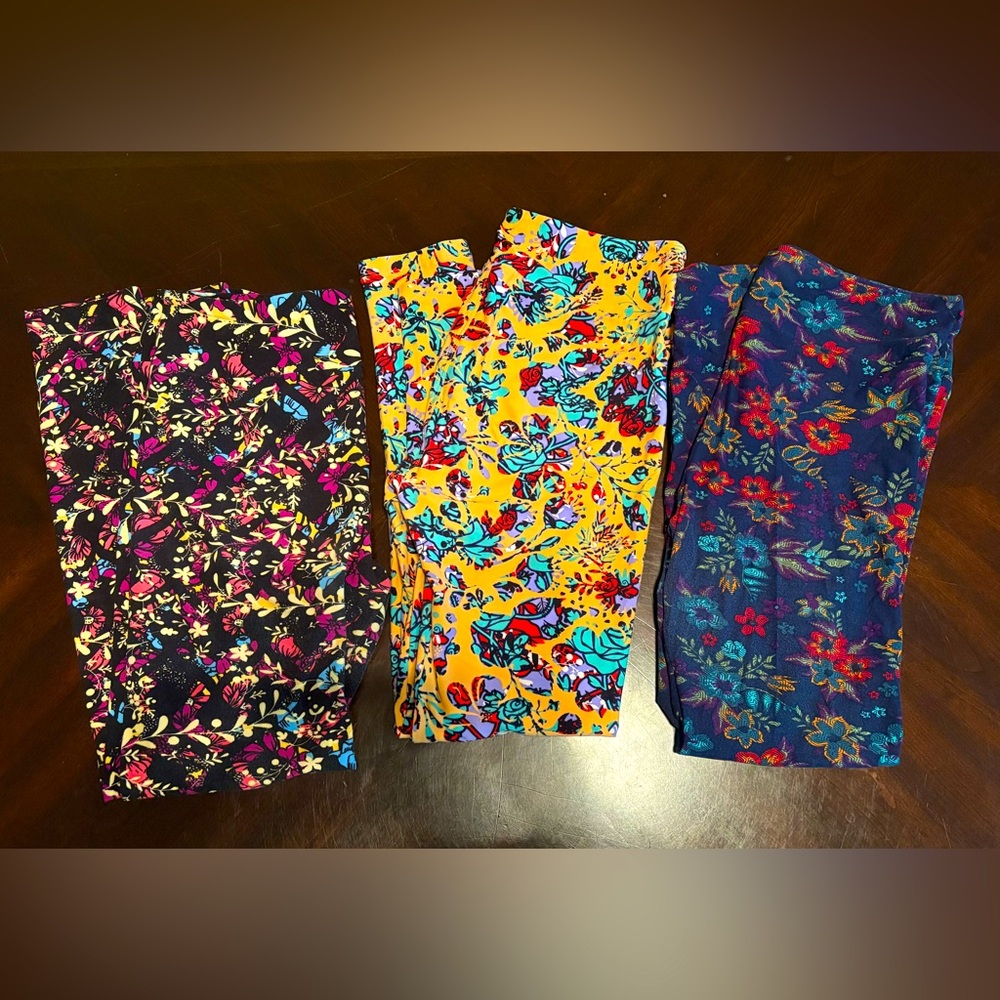 LuLaRoe Tall & Curvy Leggings Bundle (3 Pairs) Floral/Colorful – Size TC